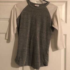LulaRoe grey and white half sleeve shirt